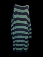 Load image into Gallery viewer, 3X Green &amp; black stripe knit long sleeve boat neckline knee length dress
