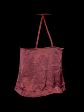 Load image into Gallery viewer, S Dark pink satin sleeveless high neckline top w/ ruffle detail, &amp; keyhole detail
