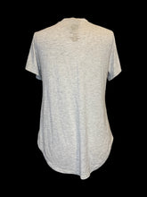 Load image into Gallery viewer, L Heathered grey short sleeve top w/ floral Frida Kahlo graphic

