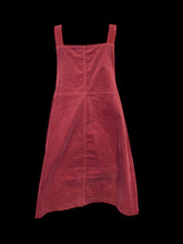 Load image into Gallery viewer, 0X Maroon overall dress w/ button adjustable straps, &amp; pockets
