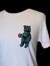 Load image into Gallery viewer, L Pink, black, &amp; multicolor Riot Society botanical bear &amp; solo cup graphic short sleeve crew neckline cotton top

