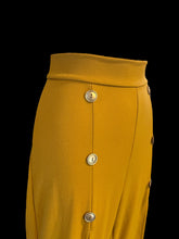 Load image into Gallery viewer, XL Yellow split leg pants w/ button details, &amp; stretchy waist
