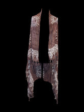 Load image into Gallery viewer, Rust acid wash celestial pattern scarf w/ fringe hem
