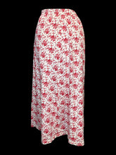 Load image into Gallery viewer, XL Vintage 70s cream &amp; red floral print button down cotton maxi skirt w/ elastic waist

