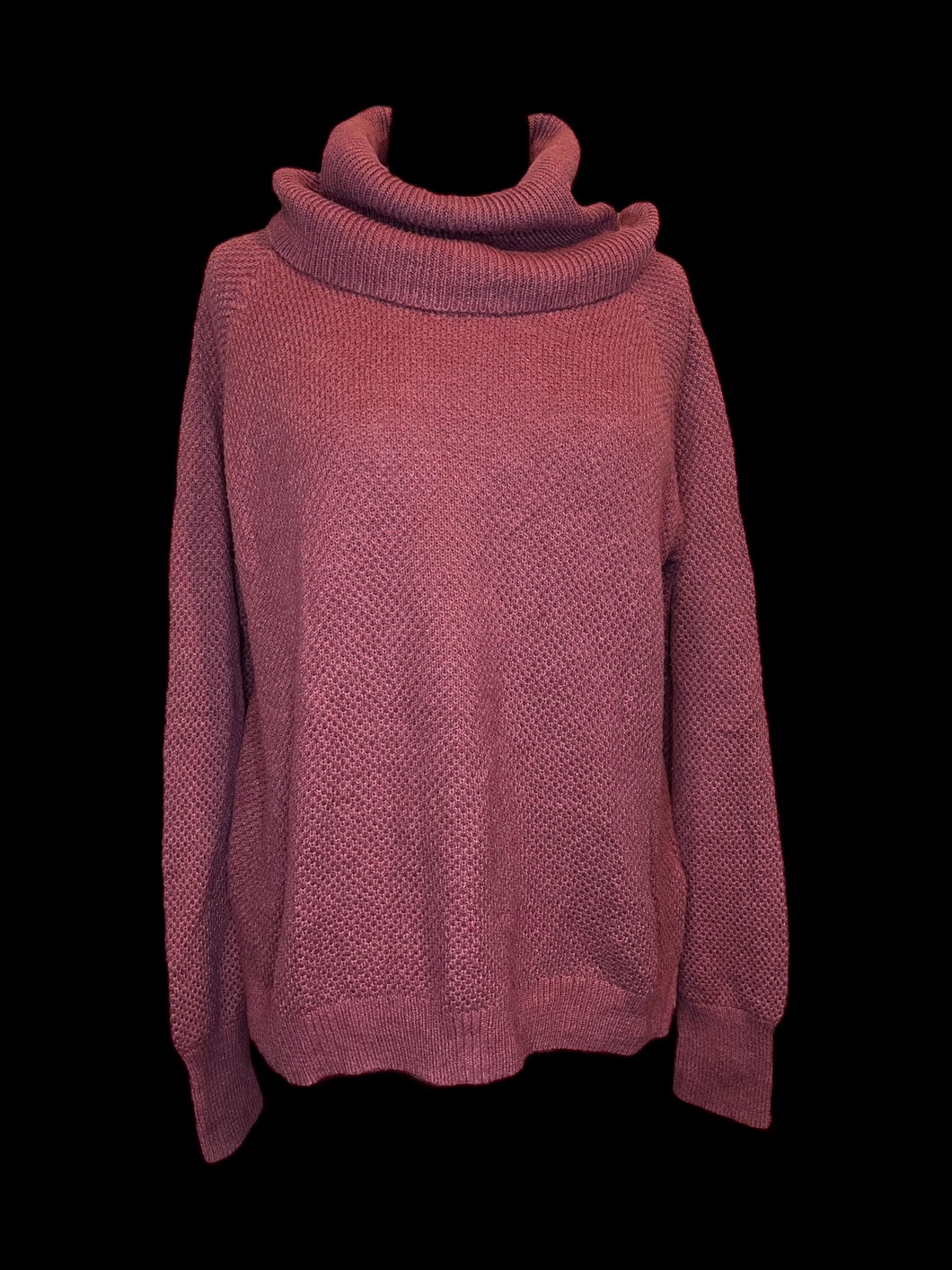 3X Red knit long sleeve cowl neck sweater