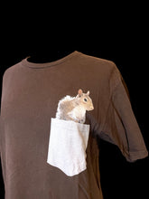 Load image into Gallery viewer, L Brown short sleeve cotton top w/ faux pocket &amp; squirrel graphic
