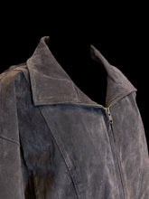 Load image into Gallery viewer, 2X Vintage 80s dark brown leather zip up jacket w/ folded collar, button cuffs, &amp; pockets
