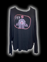 Load image into Gallery viewer, 1X Black, purple, &amp; red “Final Fantasy” graphic long sleeve scoop neckline top
