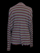 Load image into Gallery viewer, 0X Vintage 80s black, metallic gold, &amp; multicolor cotton rib knit long sleeve high neckline top
