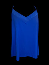 Load image into Gallery viewer, 0X Blue sleeveless v-neckline top w/ satin detail, &amp; adjustable straps
