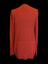 Load image into Gallery viewer, XL Dark orange cotton knit long sleeve open front cardigan w/ pockets

