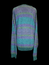 Load image into Gallery viewer, 5X Vintage 90s purple, green, &amp; orange knit long sleeve round neckline sweater w/ ribbed hem
