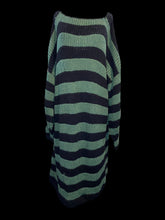 Load image into Gallery viewer, 3X Green &amp; black stripe knit long sleeve boat neckline knee length dress
