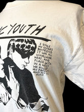 Load image into Gallery viewer, L White &amp; black “Sonic Youth” graphic short sleeve crew neckline top
