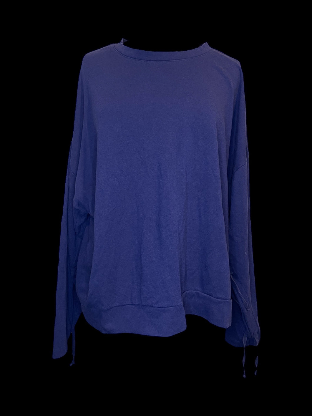 3X Purple long sleeve scoop neckline sweater w/ drawstring cuffs