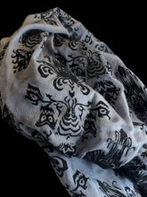 Load image into Gallery viewer, NWT Grey &amp; black velvet “The Haunted Mansion”’ infinity scarf
