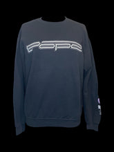 Load image into Gallery viewer, L Black, white, &amp; purple “Charli XCX” graphic long sleeve crew neck pullover sweater
