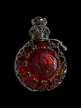 Load image into Gallery viewer, Silver-like &amp; red ornate setting round perfume bottle

