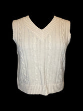Load image into Gallery viewer, 0X Cream cable knit v-neck crop sweater vest w/ ribbed hems
