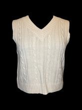Load image into Gallery viewer, 0X Cream cable knit v-neck crop sweater vest w/ ribbed hems
