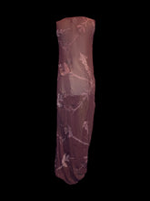 Load image into Gallery viewer, M Vintage plum &amp; light purple floral print sleeveless round neckline sheer dress
