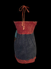 Load image into Gallery viewer, S Multicolor earth tone patchwork halter dress w/ shirred bodice
