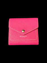 Load image into Gallery viewer, Pink pleather trifold envelope wallet w/ snap closure
