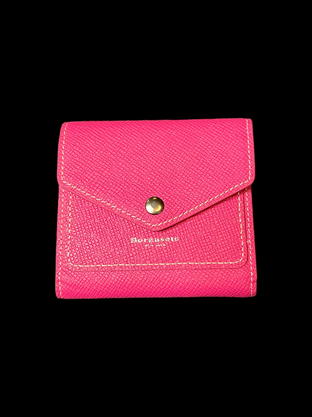 Pink pleather trifold envelope wallet w/ snap closure
