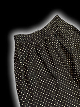 Load image into Gallery viewer, XXS Black &amp; white polka dot high waist wide leg pants w/ elastic waist, &amp; pockets
