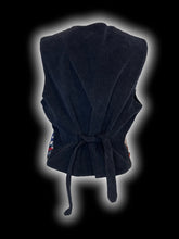 Load image into Gallery viewer, XL Vintage black corduroy &amp; multicolor patchwork toggle closure waistcoat
