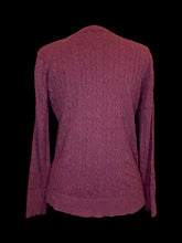 Load image into Gallery viewer, L Maroon cotton blend cable knit long sleeve crew neckline sweater
