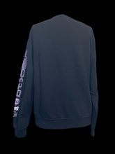 Load image into Gallery viewer, L Black, white, &amp; purple “Charli XCX” graphic long sleeve crew neck pullover sweater
