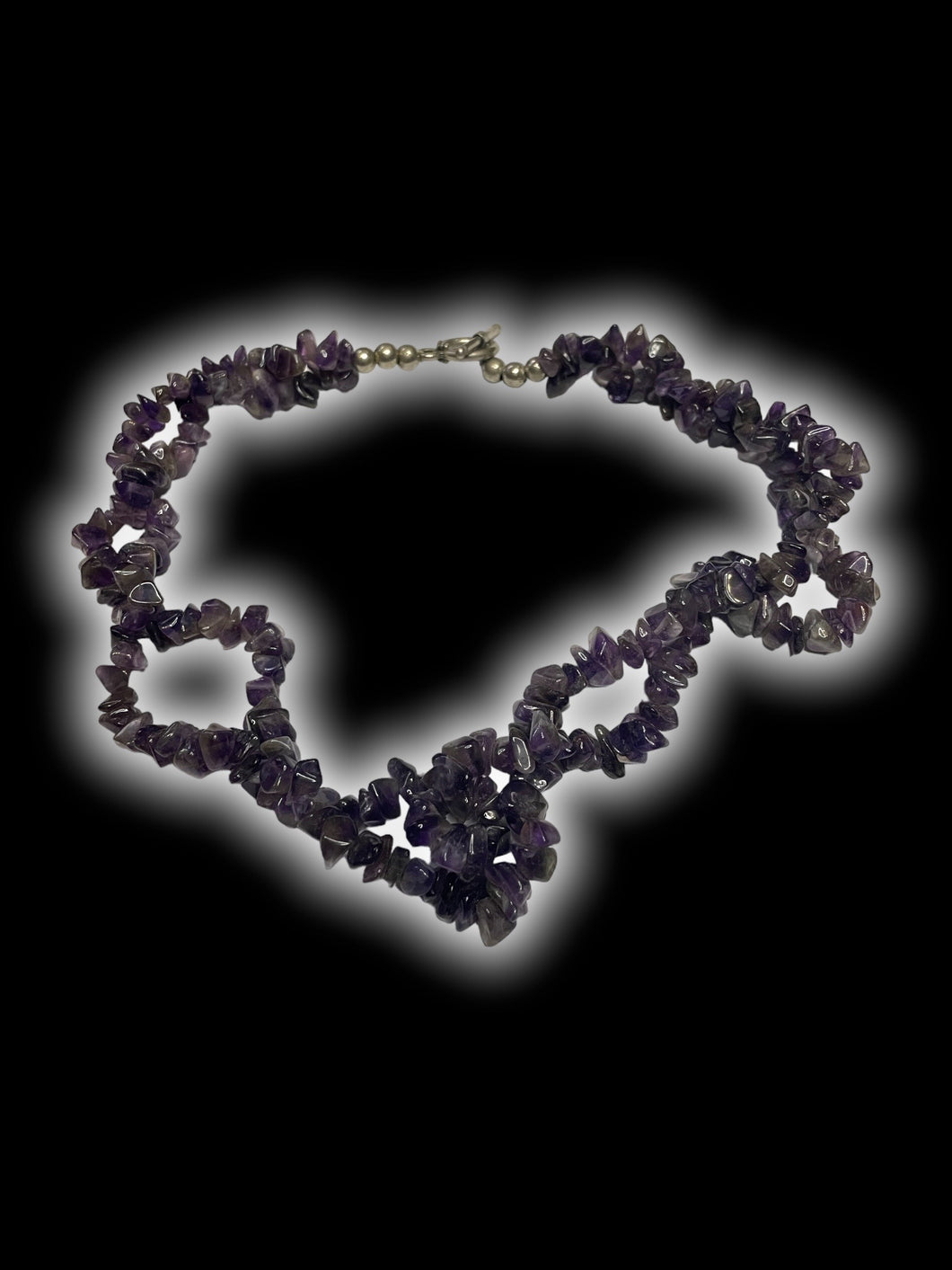 Amethyst twisted strand necklace w/ silver-like toggle clasp