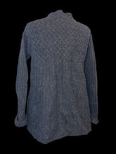 Load image into Gallery viewer, 0X Dark heather grey wool long sleeve open front cardigan w/ single button closure, &amp; folded cuffs
