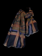 Load image into Gallery viewer, Vintage 70s blue, brown, green, &amp; red plaid &amp; paisley square scarf
