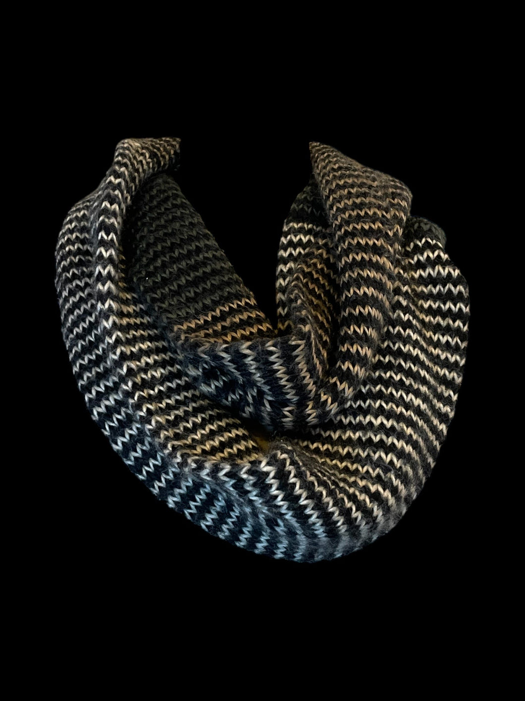 Black, white, & grey chevron knit infinity scarf