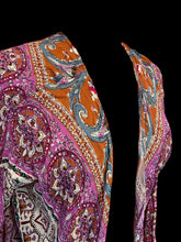 Load image into Gallery viewer, M Bright multicolor ornate pattern bell sleeve open front cardigan
