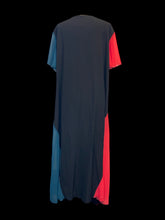 Load image into Gallery viewer, 3X Black, teal, &amp; red ruffle sleeve v-neckline dress
