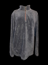Load image into Gallery viewer, XL Dark grey faux fur long sleeve 3/4 zip sweater
