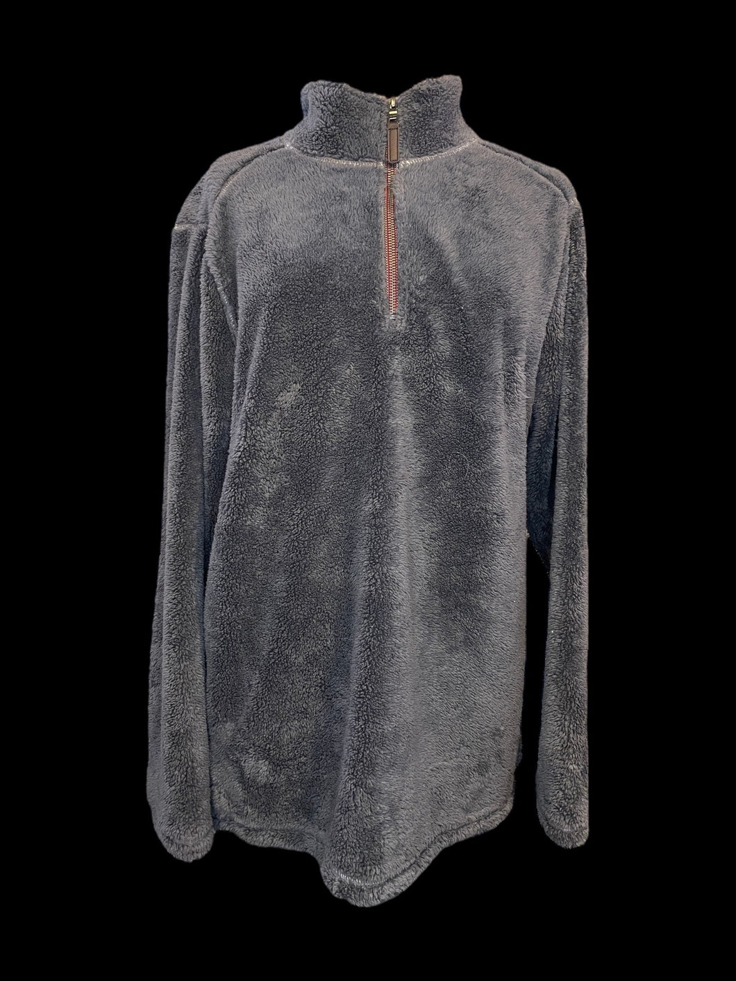 XL Dark grey faux fur long sleeve 3/4 zip sweater
