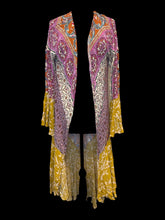 Load image into Gallery viewer, M Bright multicolor ornate pattern bell sleeve open front cardigan
