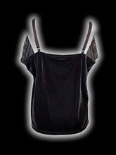 Load image into Gallery viewer, 2X Brown velvet &amp; lace sleeveless v-neckline top w/ adjustable straps
