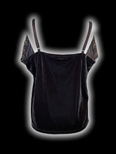 Load image into Gallery viewer, 2X Brown velvet &amp; lace sleeveless v-neckline top w/ adjustable straps
