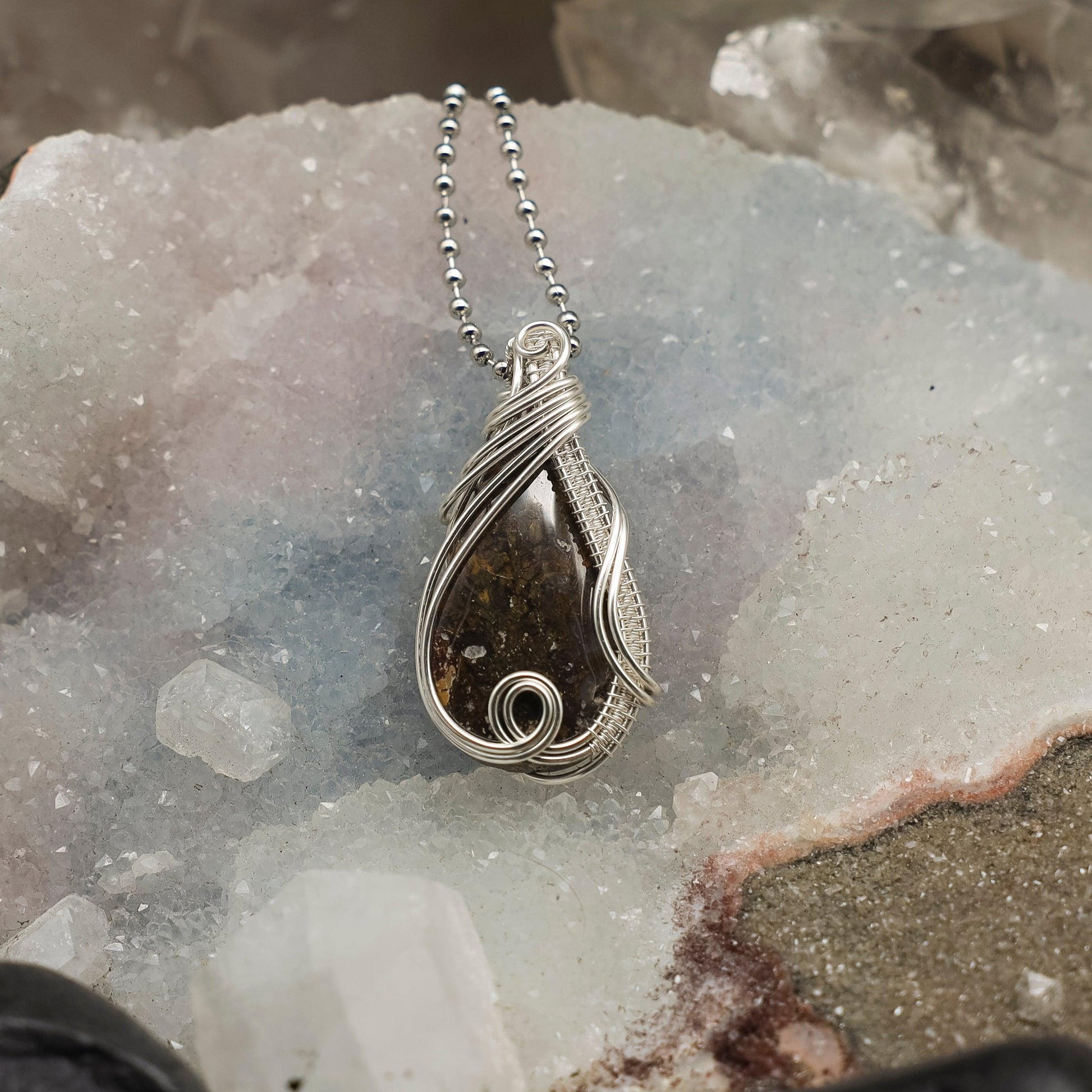 Brecciated Jasper Wire Wrap Crystal Pendant