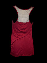Load image into Gallery viewer, XL Red &amp; black glitter skill graphic sleeveless racerback top w/ mesh cutout
