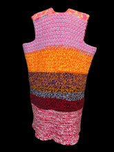 Load image into Gallery viewer, 3X Handmade bright multicolor crochet vest w/ tie &amp; button front
