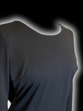 Load image into Gallery viewer, M Black long sleeve scoop neck low back mini dress w/ cape detail, &amp; zipper closure
