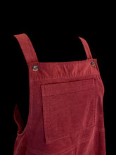 Load image into Gallery viewer, 0X Maroon overall dress w/ button adjustable straps, &amp; pockets
