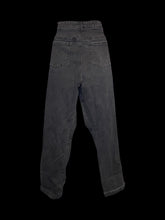 Load image into Gallery viewer, XL Black denim high waist taper leg pants w/ pockets, belt loops, &amp; five button closure
