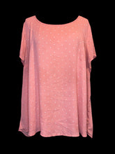 Load image into Gallery viewer, 4X Pink &amp; white polka dot short sleeve scoop neck top w/ button down back
